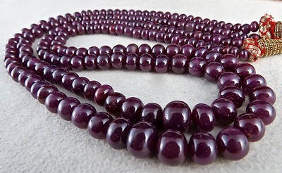 Certified Natural Ruby Beads Round 446 Ct Gemstone Fine Necklace Gifting 
