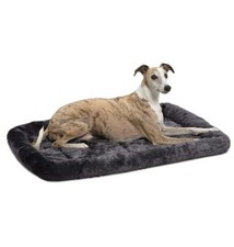 36 Inch Charcoal Gray Dog Bed Mat for Crates Medium Large Dogs Fleece Bolster