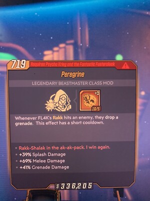 Lvl72 Peregrine Fl4k Com Splash/Melee/Grenade Dmg Borderlands 3 Xbox/Steam/