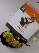 Pet BEE COSTUME XS Dog BUMBLE Headpiece  Suit 2pc LED Wings LIGHTS UP NEW NWT
