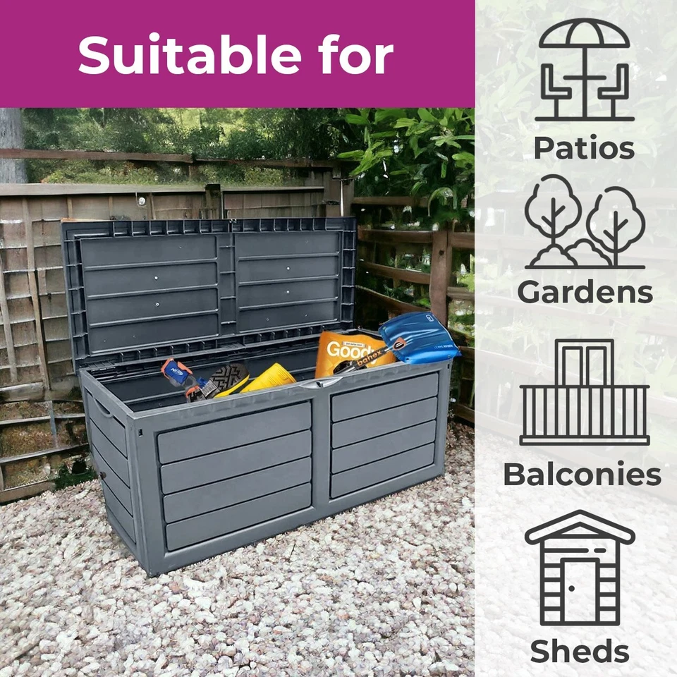 Plastic Storage Box 320L Dark Garden Grey Outdoor - Image 4 of 4