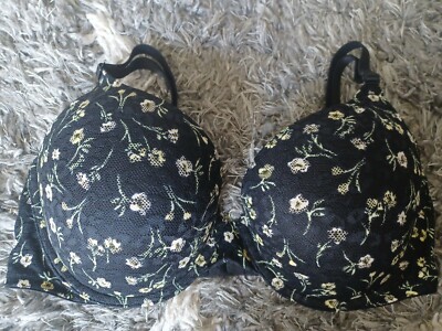 VS pink leopard lace logo push up bra BRAND NEW size 34d black floral