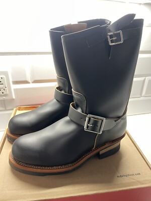 Vintage Red Wing 2268 Steel Toe Black Leather Engineer Biker Boots 7.5 D NEW