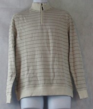 Tasso Elba Men's Quarter-Zip Striped Sweater, Silver Birch, Small S