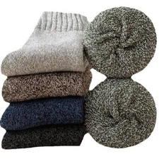 5 Pairs Mens Merino Wool Socks Insulated Sport Work Solid WarmThermal Socks 7-11