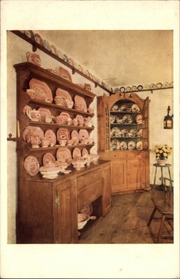 Winterthur Museum Delaware pink pottery vintage art postcard c797