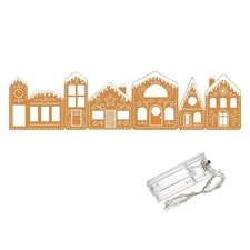 Christmas Village Foldable with String Lights Gingerbread Village House landmark