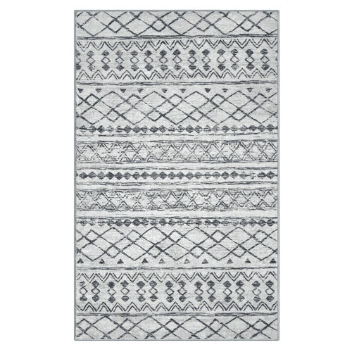 Waschbare Antirutsch Teppiche für Eingang 2x3, Grau Marokkanisch Boho Kleinflächenteppich, U... - Bild 9 von 9