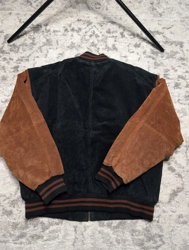 Basic Editions Suede Varsity Jacket Size L Bomber Coat image 3