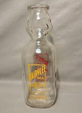 Vtg Dairylee Double Sided 2 Faced Baby Top 1 Quart 9 1/2" Tall Glass Bottle