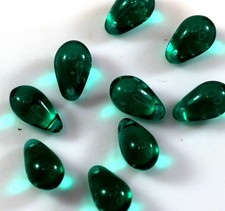 Tear Drop Beads, 6x9 mm, Teal w/ Gloss Finish, 20 pcs