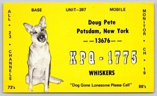 Vintage CB Radio QSL Postcard - Whiskers German Shepherd Dog Potsdam NY C277