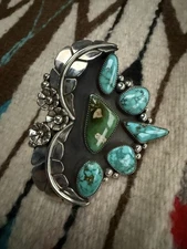 HUGE Statement Ring, Sterling Silver and Royston Turquoise, Hi West, Custom