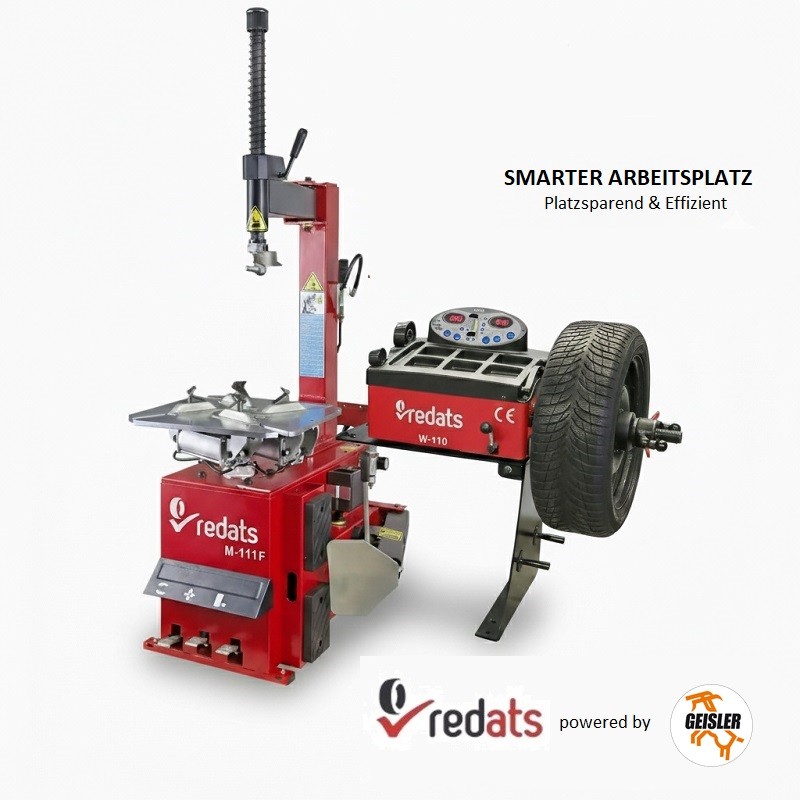 Kompakter Reifenarbeitsplatz 2 in1 | Montiermaschine 230V + Wuchtmaschine REDATS