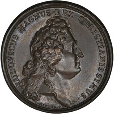 [#181848] France, Medal, Louis XIV, La Maladie du Roi, 1686, Mauger, AU, Cop, pe