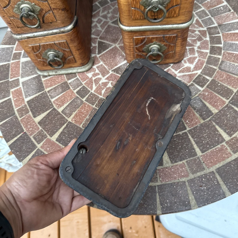 6 cajones antiguos domésticos para máquinas de coser a juego madera burlada más centro uno Foto 4 de 4