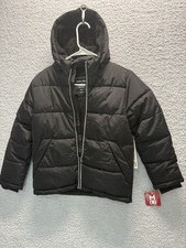 Member's Mark Log Sleeve Hooded Puffer Coat Jacket Black Boys Sz. 8 M NWT