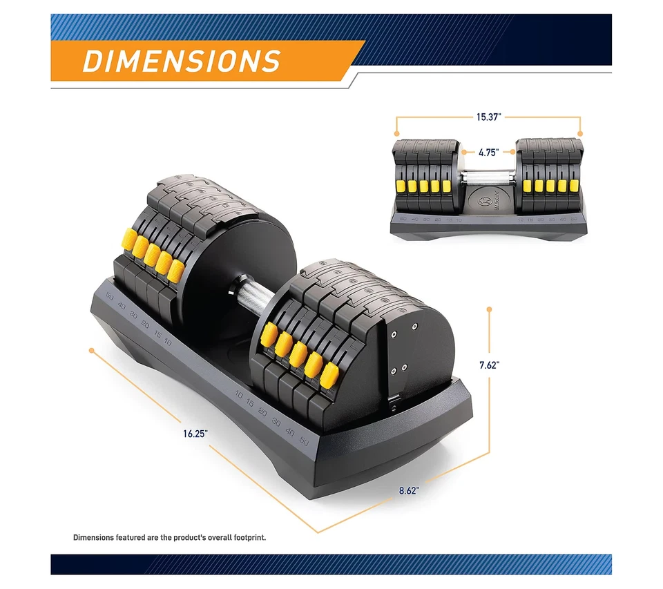 Adjustable Dumbbell System (SINGLE) 6 Dumbbells-in-1 up to 50lbs ADDB-6198 Marcy - Image 3 of 4