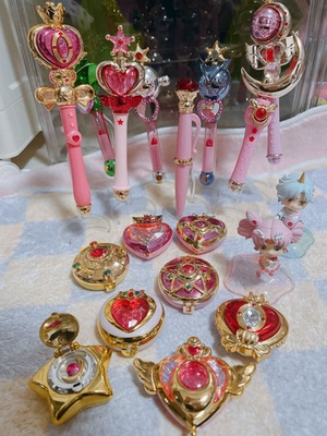 #ad Sailor Moon Wand and Transformation Brooch Collectible Gacha Set Display $151.63