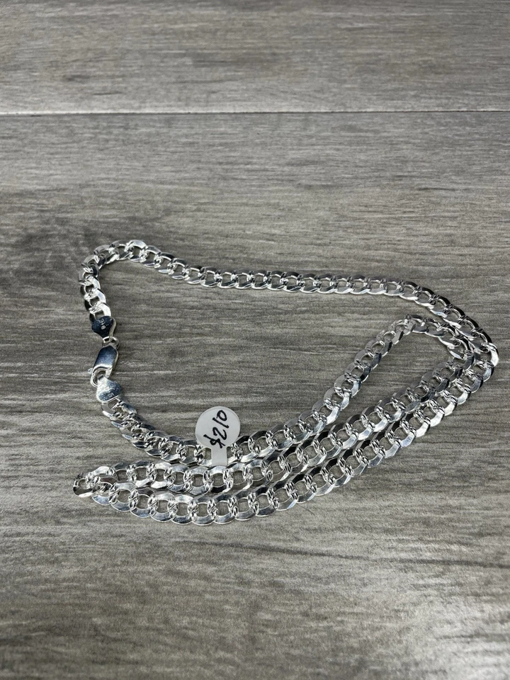 "NUEVO COLLAR DE 22"" de cadena de eslabones cubanos con corte de diamante de plata esterlina 925 sólida de 8 mm para hombre" Foto 3 de 4