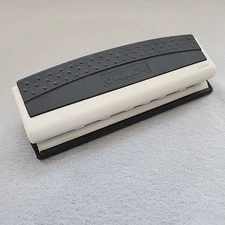 Franklin Covey Planner Classic Metal 7 Hole Punch Rubber Grip Gray and Off White