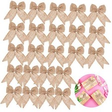 30 Pieces Burlap Bows Burlap Bow Knot Handmade Burlap Decorative Natural