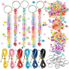 DIY Keychain Making Crafts Kits - 336Pcs Colorful Transparent Letter Beads