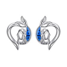 Mermaid Earrings S925 Sterling Silver Fairytale Little Mermaid Heart Stud Earrin