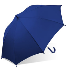 Kids Windproof Rain Umbrellas with J Handle, Solid Blue