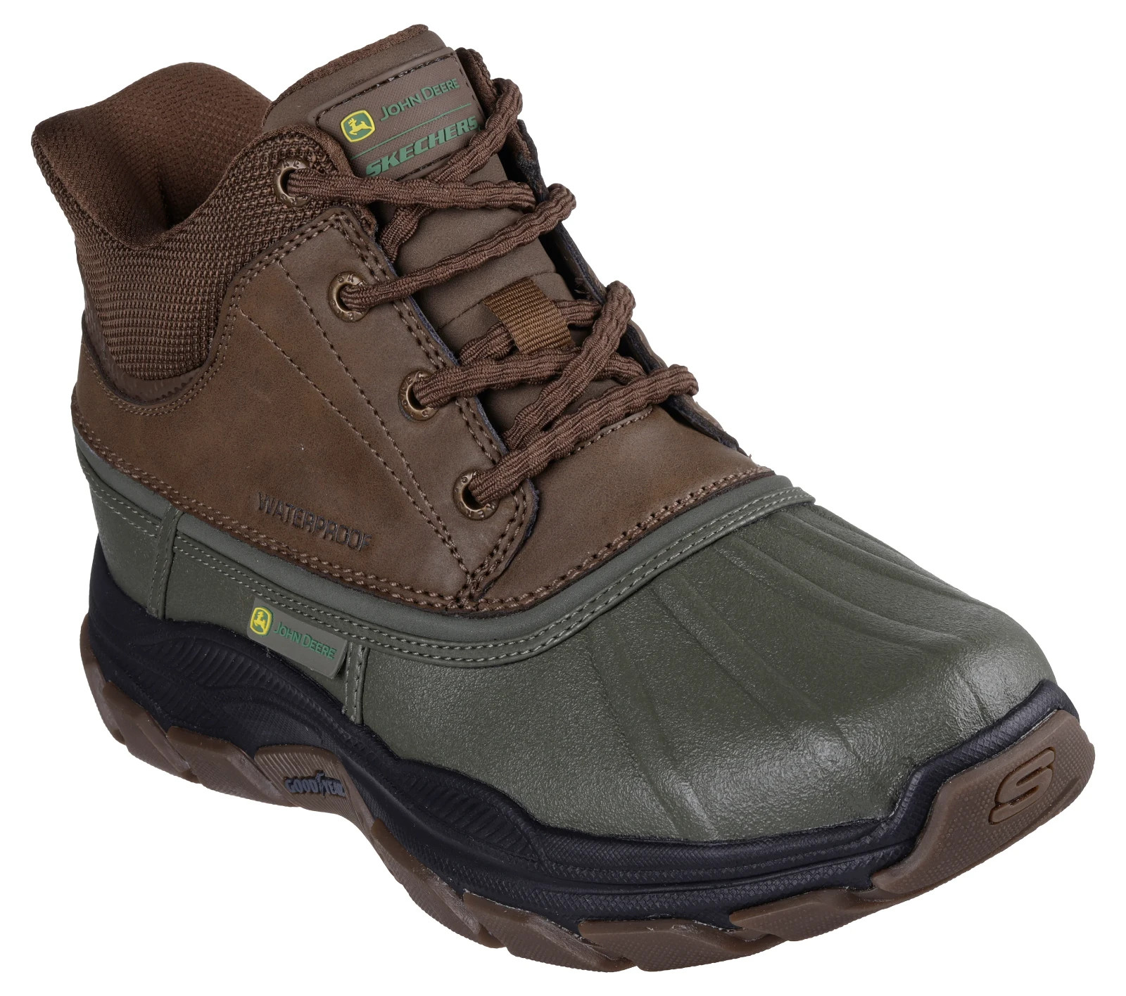 John Deere Skechers Boot Men SlipIns Brown Memory Foam Waterproof Leather 256026