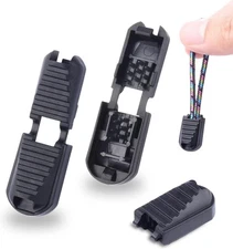 25 Pack Zipper Pull Tabs Cord Ends Tips Shoe Lace End Clips Black x 25 