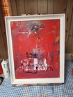 Original LARGE Framed Acrylic Media Abstract Art Painting 16 By 20..
