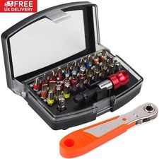 33PC Colour Coded Screwdriver Bit Set Mini Ratchet Slotte Phillips Pozi Torx Hex