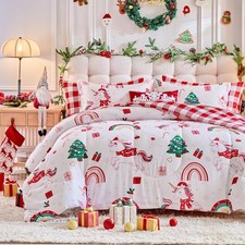 Christmas Comforter Set-Size for Holiday Colorful Unicorn Twin White-unicorn