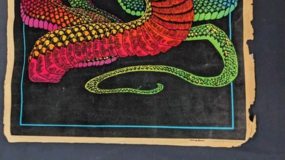 1970s AA Sales Velva Print Velvet Blacklight Poster: Cobra! Vivid