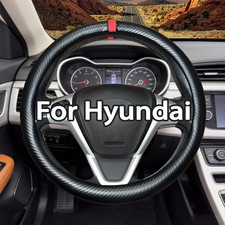 For Hyundai Sonata Black Steering Wheel Cover Nappa Leather Breathable