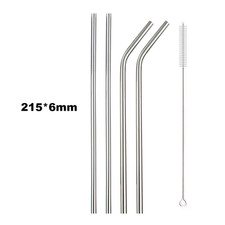 Reusable Metal Drinking Straws 304 Stainless Steel Sturdy Bent Straight Drinking