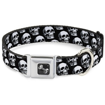 Dog Collar Bone 3-D Skulls Repeat Black/Grays/White Small 9.5-13'' (US IMPORT)