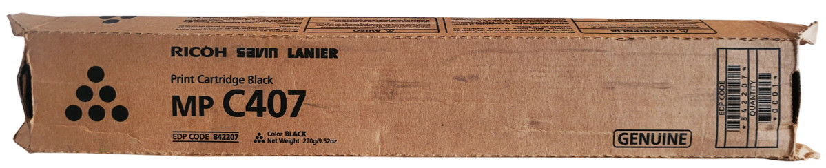 Ricoh Savin Lanier MP C407 Black 842207 Print Cartridge New Sealed With Open Box