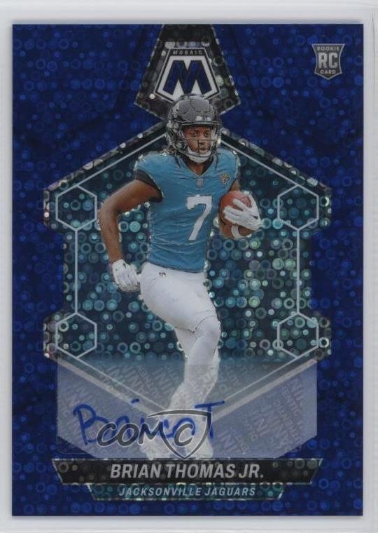 2024 Panini Mosaic No Huddle Blue Prizm Brian Thomas Jr Rookie Auto RC