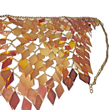 Gold Iridescent Belly Dance Chain Skirt Waist Sequins Fringe Festival Rave 40"