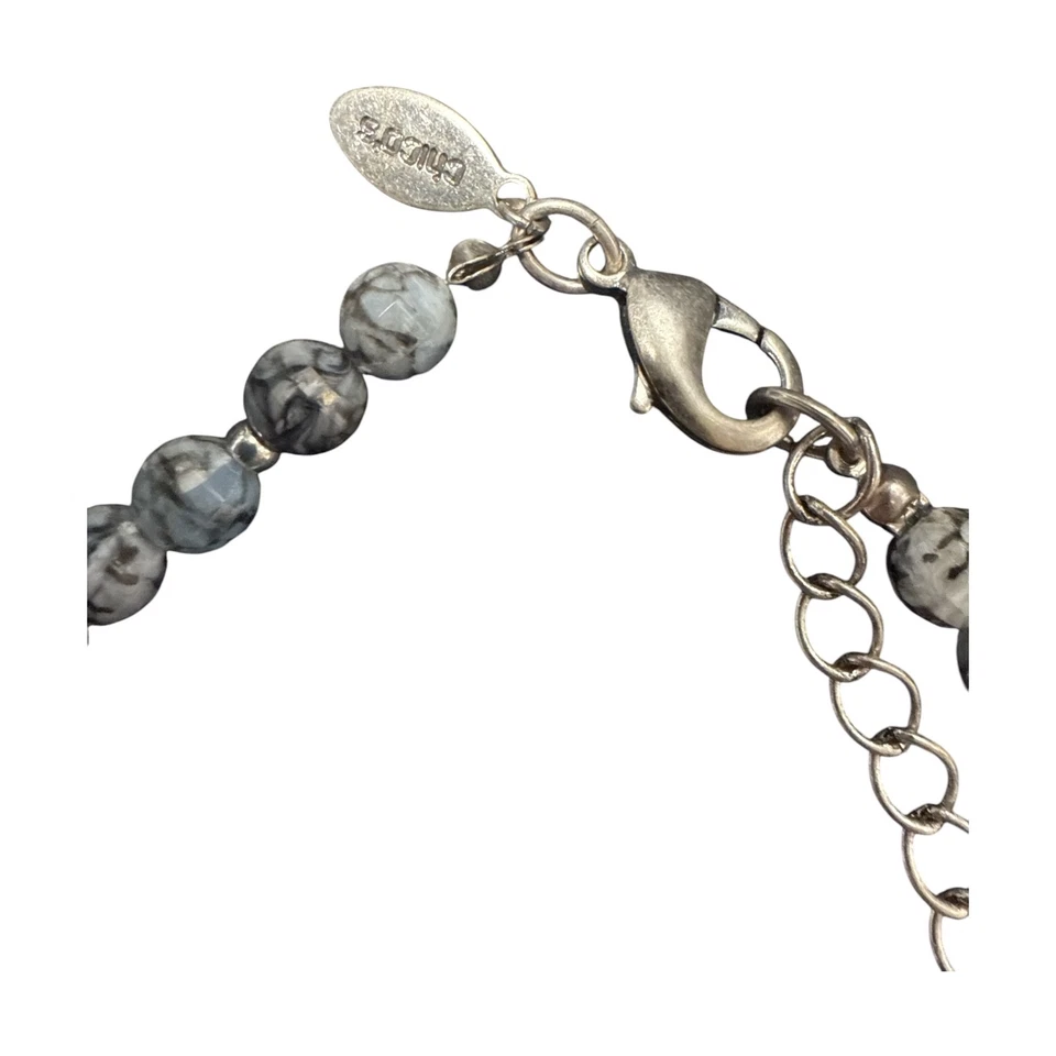 CHICO'S Gold Tone Blue & Gray Layered Beaded Statement Necklace C367 - Image 4 of 4