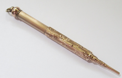 Antique c1880 Hand Chased Gold Filled Propelling Telescoping