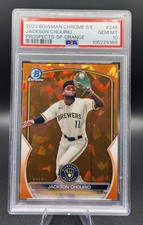 2023 Bowman Chrome Sapphire Jackson Chourio Image Variation Orange /75 PSA 10