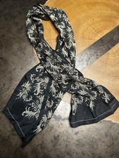 VTG ELAINE GOLD BLACK SILK SCARF RECTANGLE