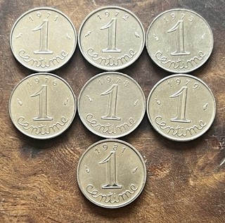 LOT de 9 x 1 CENTIME ÉPI . 1971 1972 1975 1976 1978 1979 1981 .
