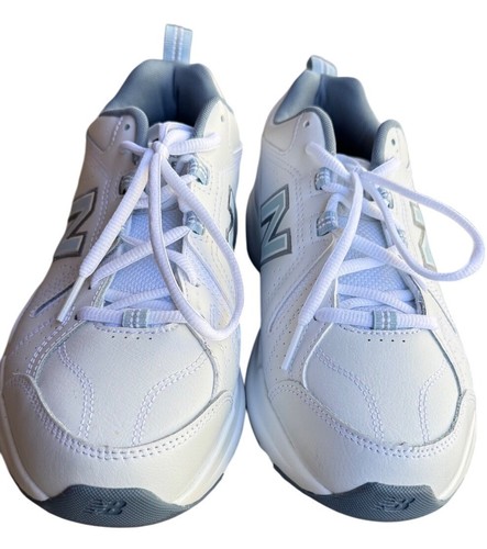 New Balance 608 V5 Comfort Cross Trainer Shoes, White/ Blue -Unisex M7.5/W 9 - Picture 2 of 10