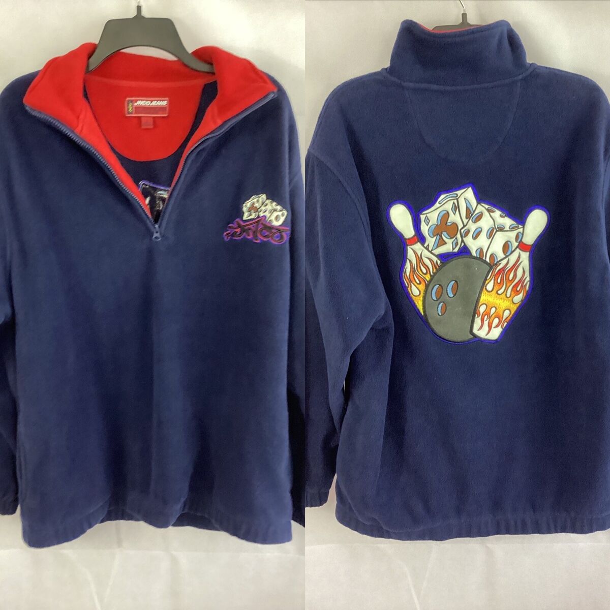 JNCO Sweatshirt 1/4 Zip Bowling And Dice 2001 Y2K JNCO Sweatshirt 1/4 Zip Bowling And Dice 2001 Y2K