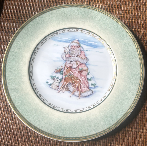 SANTA PORTRAIT Set of 4 Salad Plates 9.25" Winter Holiday Fitz & Floyd NICE! - Picture 4 of 9