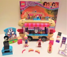 LEGO FRIENDS STEPHANIE AMUSEMENT PARK FOOD HOT DOG TRUCK VAN STAND 41129 SET LOT